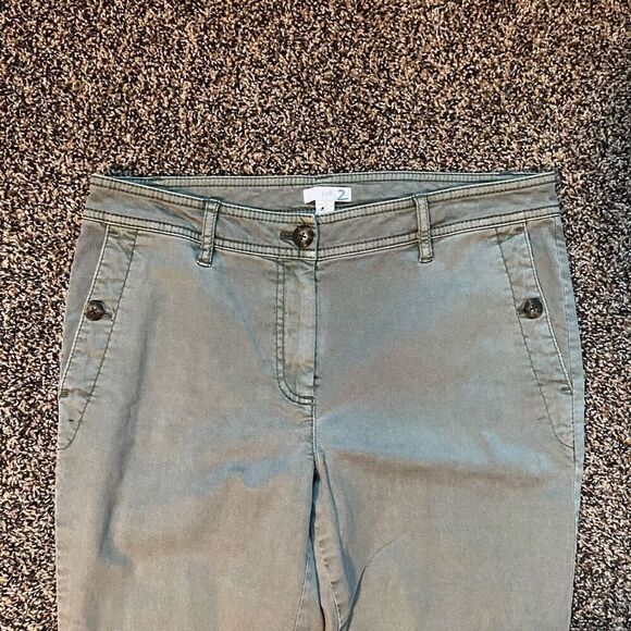 J. Jill Skinny Pants Women's 8 Olive Flat Front Casual Pockets Zip Fly - Picture 3 of 6